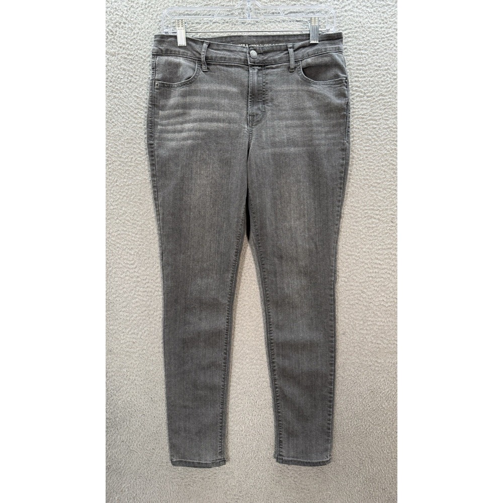 Old Navy Jeans Womens 10 Gray Super Skinny‎ Mid Rise Stretch Distressed Preppy